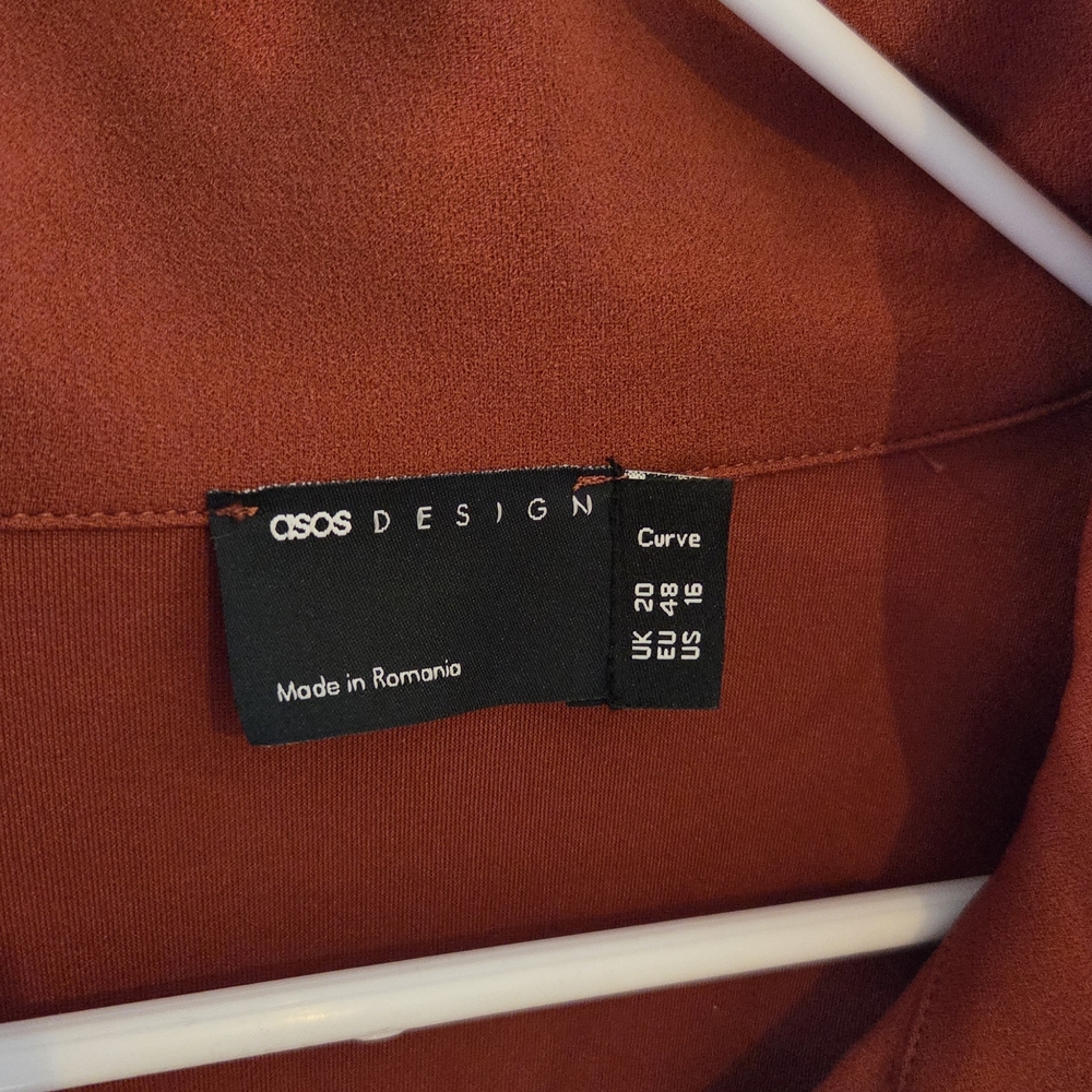 ASOS Long Sleeve Rust Dress - Picture 2 of 6
